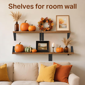 BAYKA modular shelves on a wall display freeing desk space