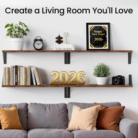 BAYKA floating wall shelf in bedroom setup for organized storage.