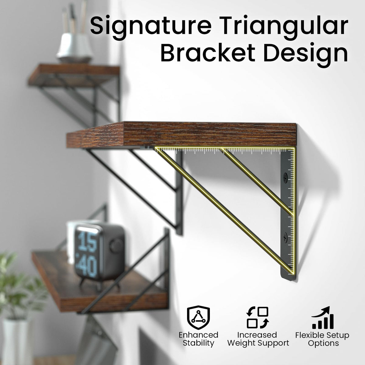 BAYKA rustic brown display shelves ideal for kitchen organization.