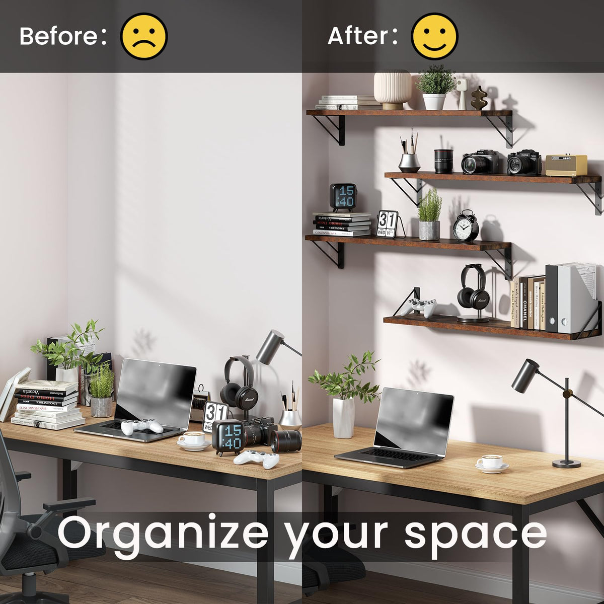 BAYKA set of 4 shelves creates flexible, cohesive décor.