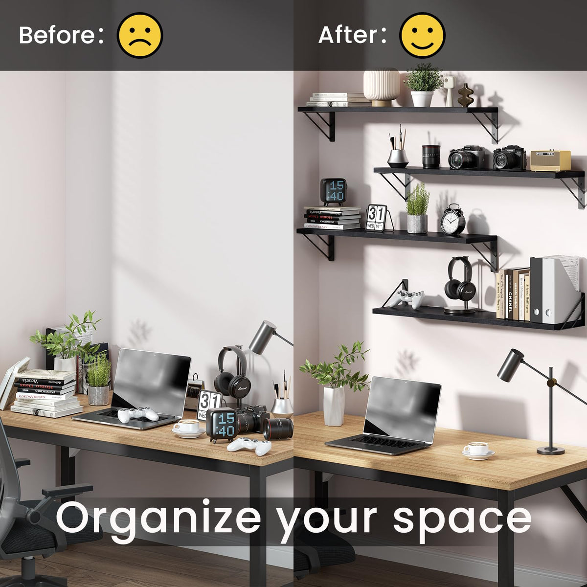 BAYKA four-pack shelves organize bedrooms or home office efficiently