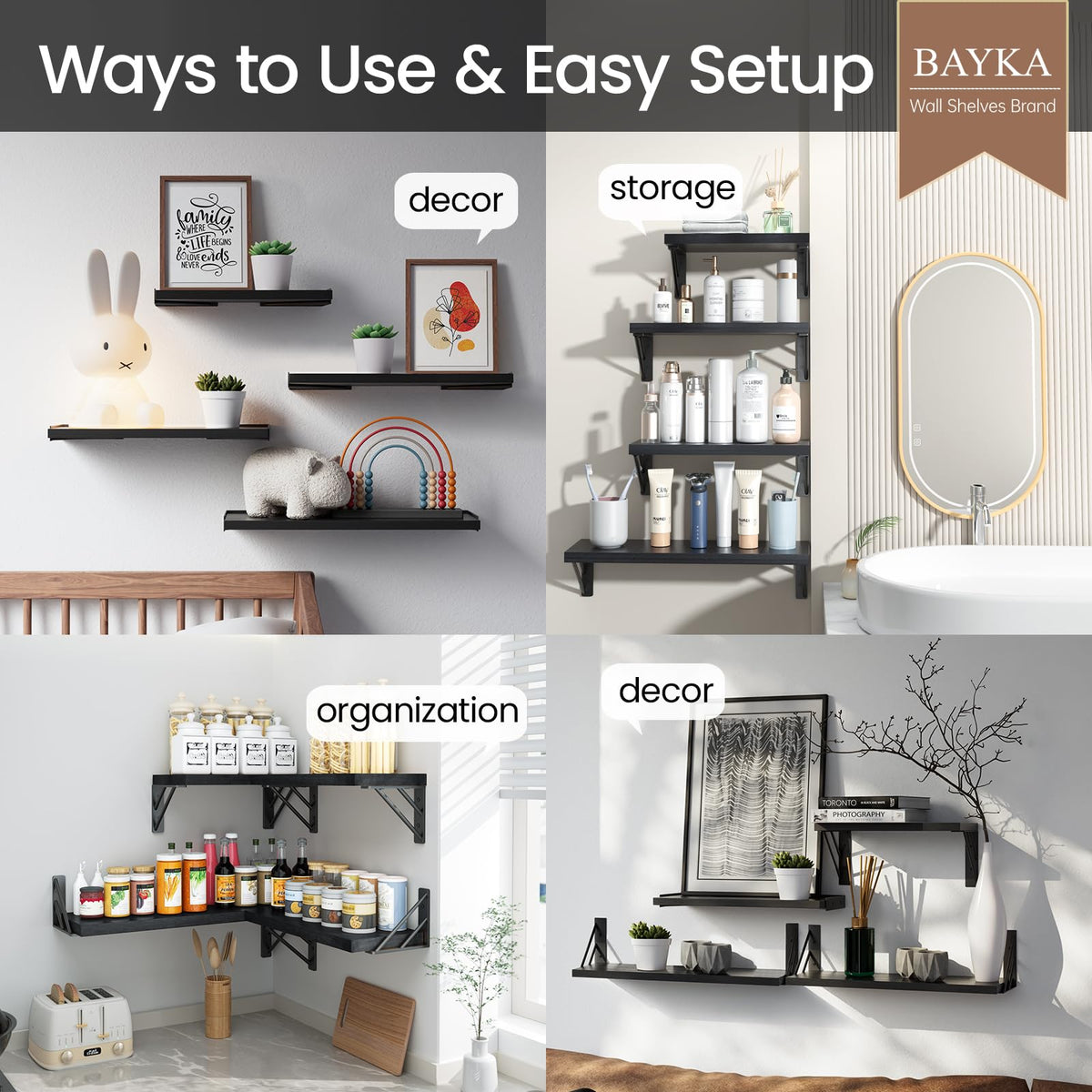 BAYKA bathroom shelf display keeps toiletries within reach with rustic-modern charm.