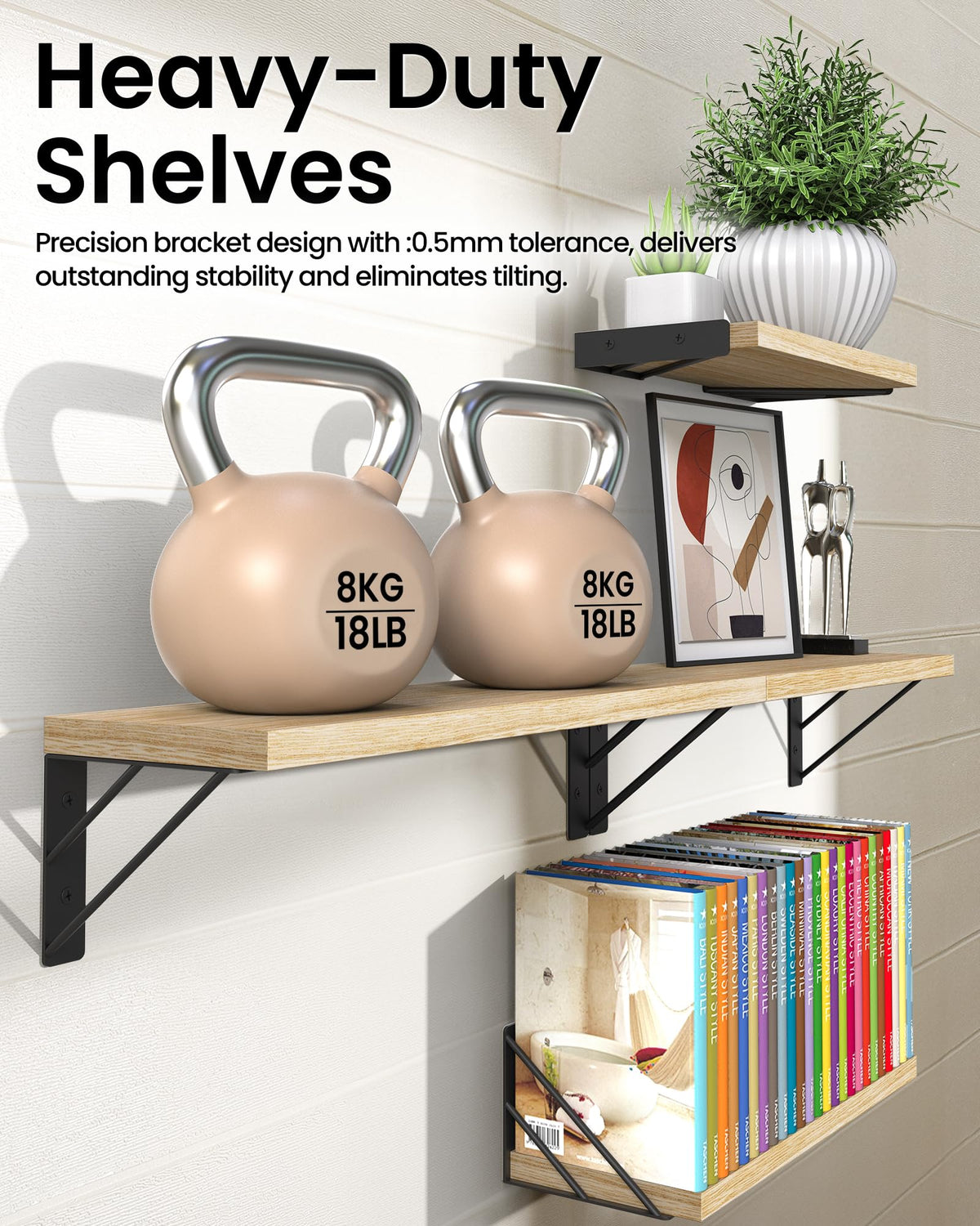 BAYKA wall shelf carbonized brown display adds warm rustic charm and versatile shelving