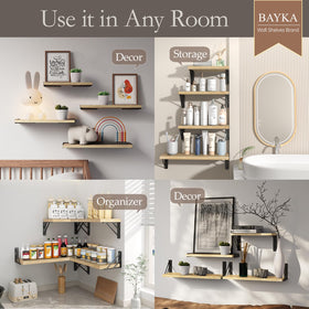 BAYKA wall shelf rustic corner large provides sturdy storage for books and decor