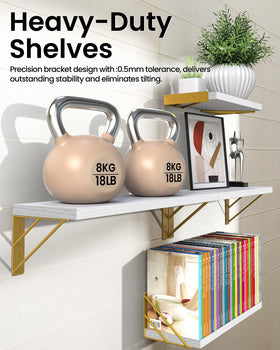 Bayka small white-gold shelf compact display and storage near seating.
