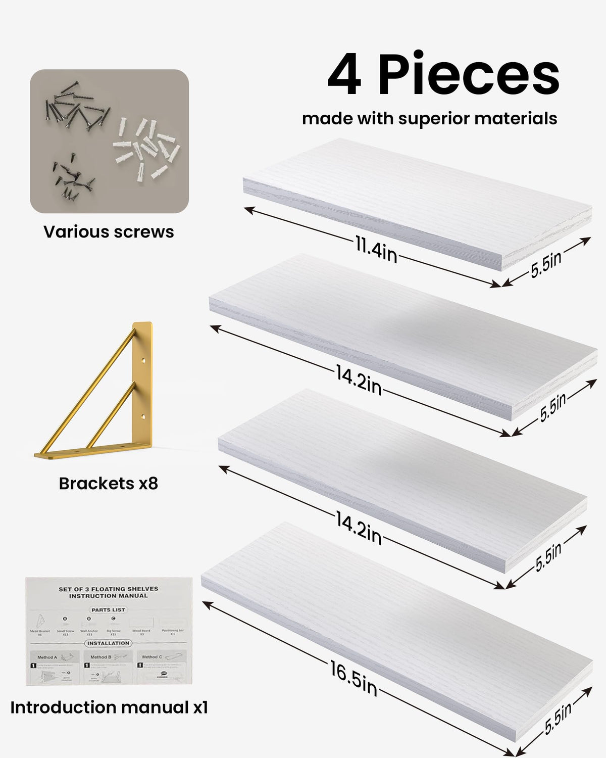 Bayka minimalist white-gold finish enhances room appeal while organizing.