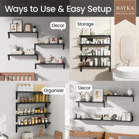 BAYKA floating shelves in black finish add a modern touch to living room