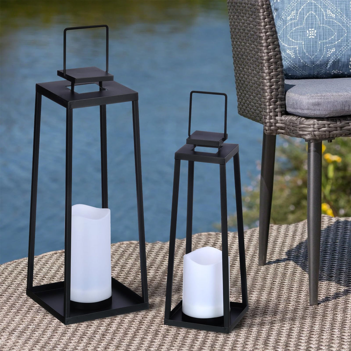 BAYN open-design lantern highlighting easy candle placement