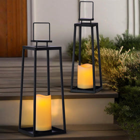 BAYN solar lantern small hanging on porch adds subtle garden lighting