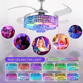 BAYSQUIRREL Bluetooth speaker integrated ceiling fan for music during gatherings.