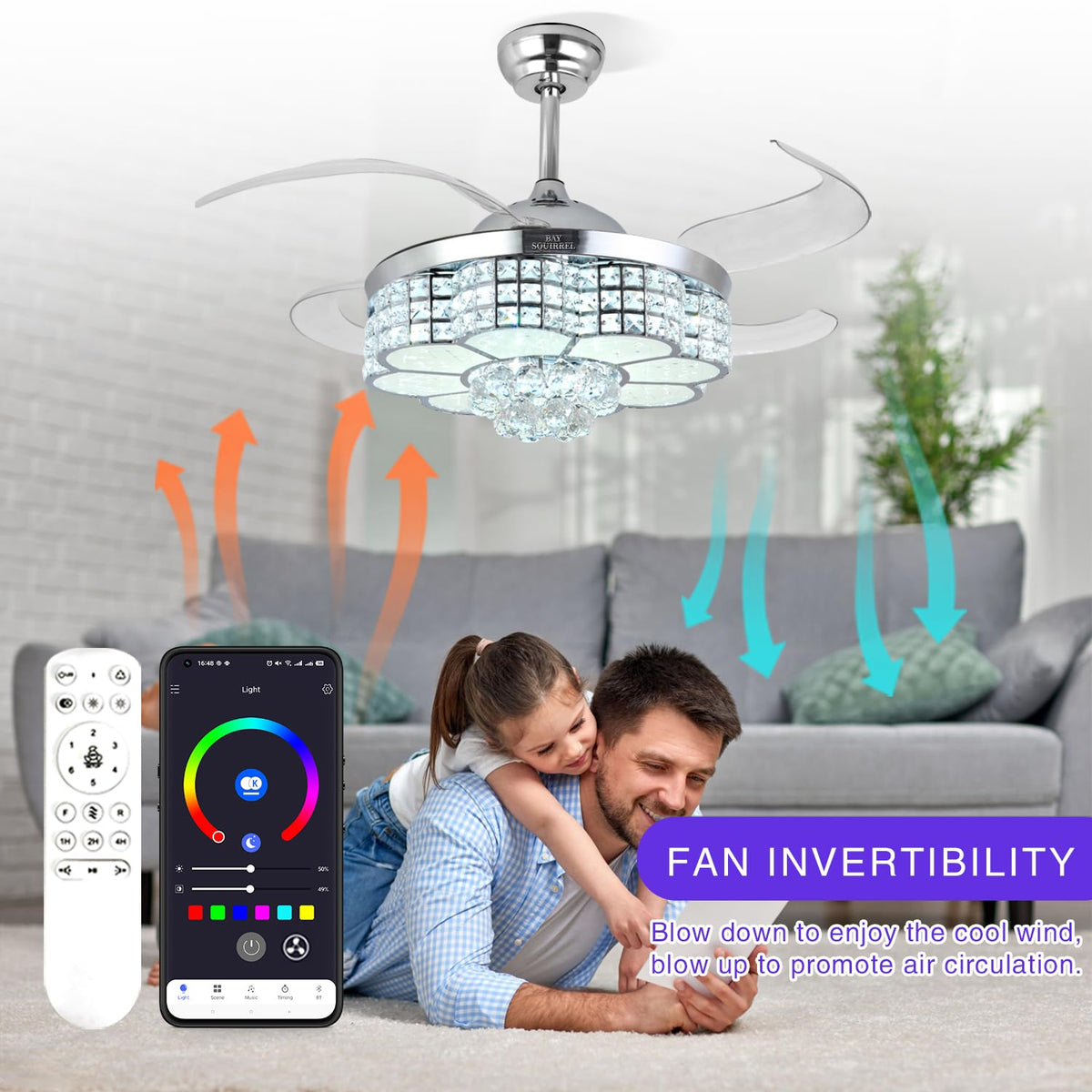BAYSQUIRREL RGB LED light offers color effects for mood lighting.
