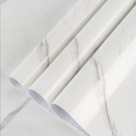 BAYYA extra wide marble wallpaper ivory white roll adds a realistic marble look and quick wall refresh.