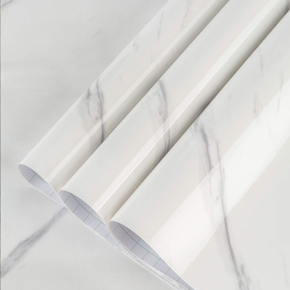 Bayya large white marble wallpaper roll showing luxurious marble finish for surfaces