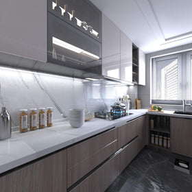 BAYYA marble wallpaper with grid-back simplifies precise cuts and layout.