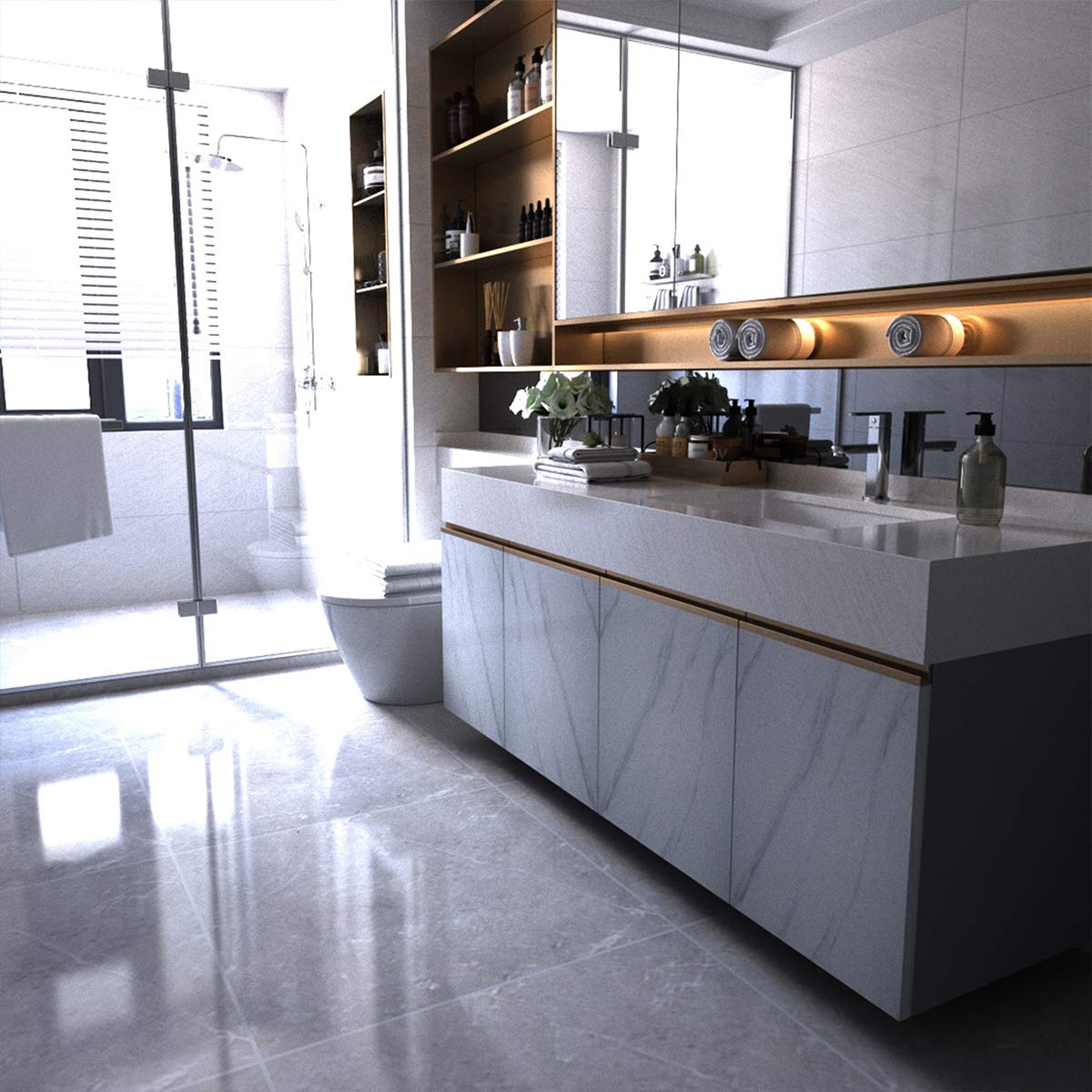 BAYYA multiuse marble wallpaper adapts to walls and furniture.