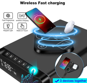 BBRKIN wireless charging safe station powers compatible devices
