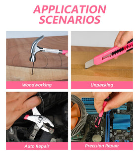 BBOSI TOOLS pink tool set in storage case, neatly organized