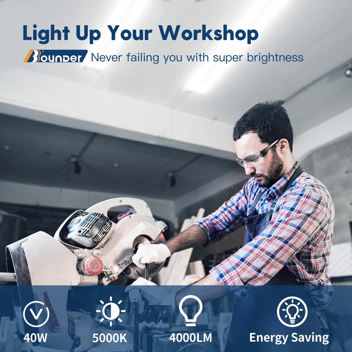 BBOUNDER 4-pack LED shop light provides scalable brightness for larger spaces