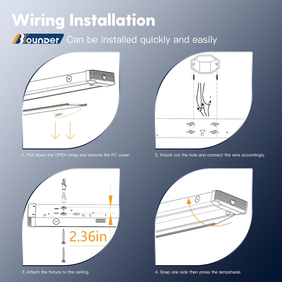 BBOUNDER installation guide highlighting quick ceiling mounting.