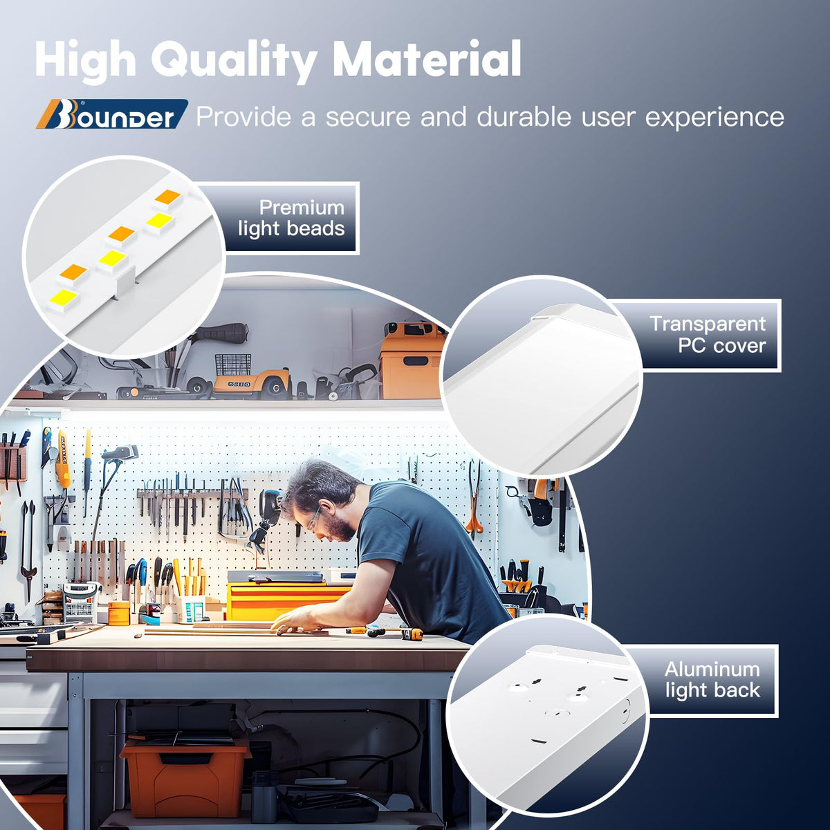 BBOUNDER 4ft wraparound in a kitchen setup, bright, practical ceiling lighting.