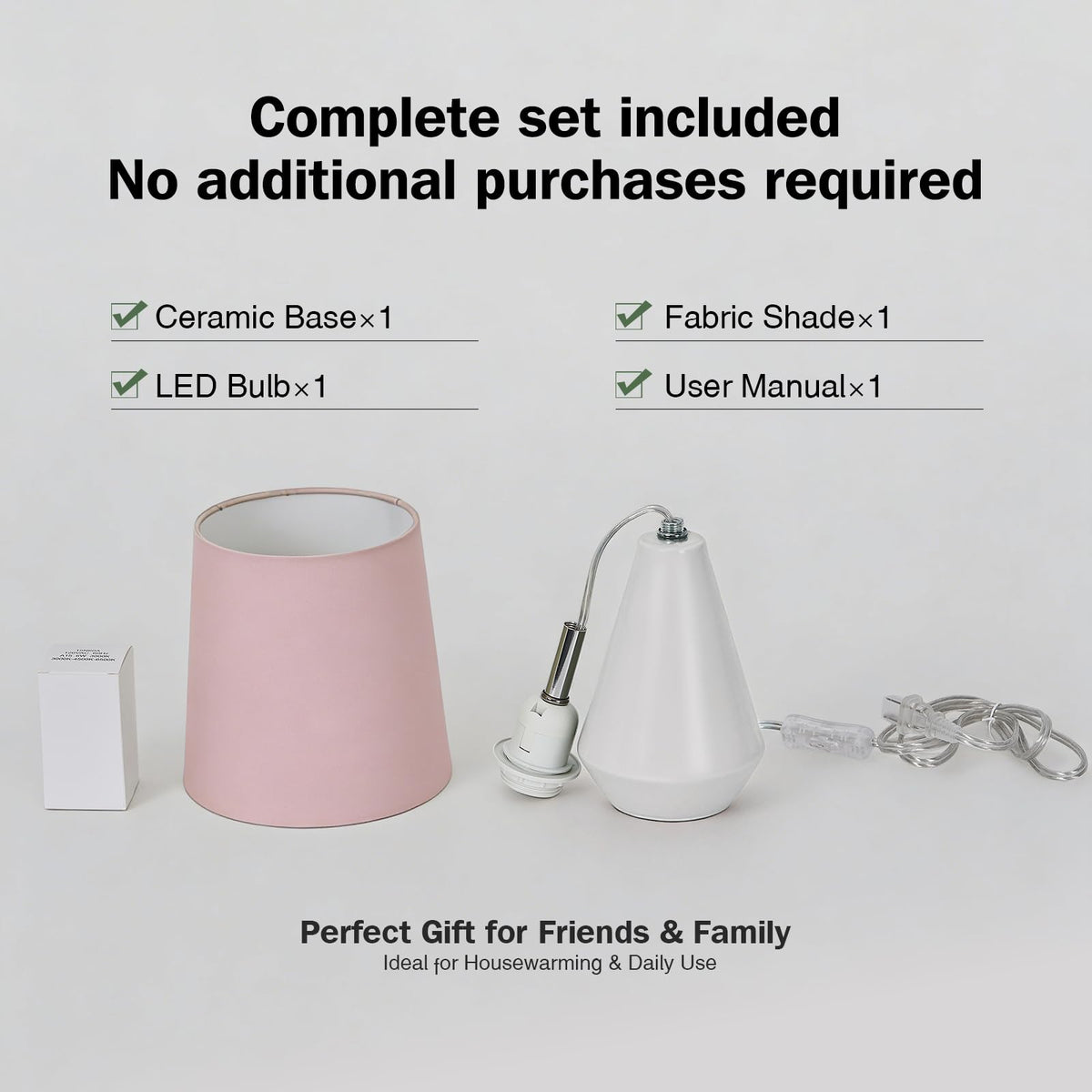 Bdayanx bedside lamp with white-pink tone complements modern decor.