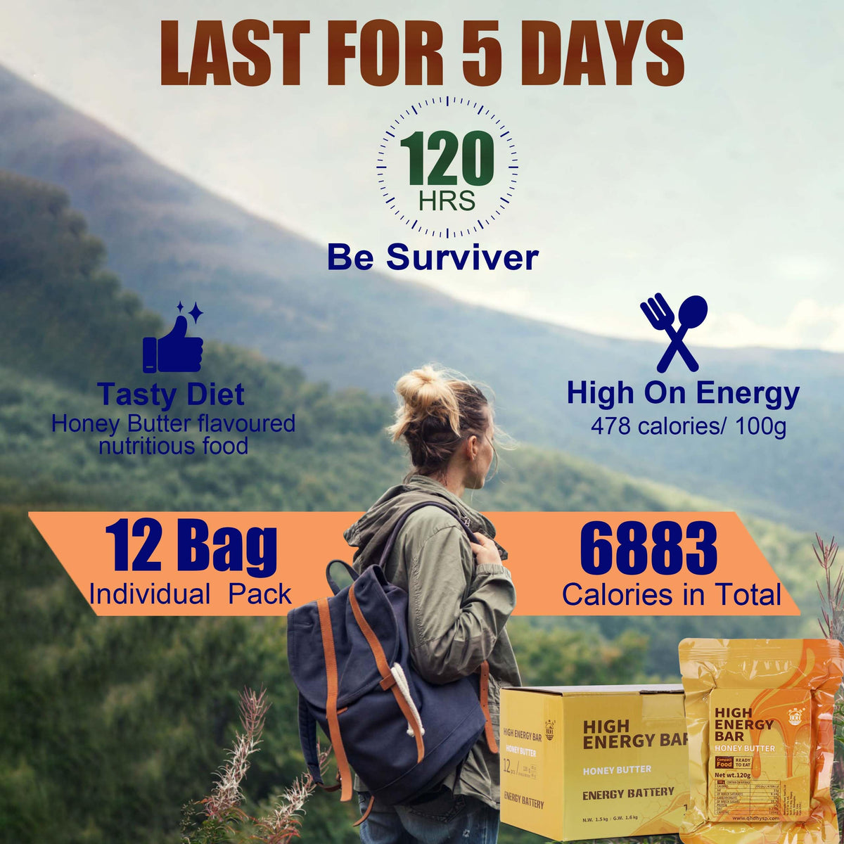 BDH 120g per bag energy bars provide sustained calories during activities