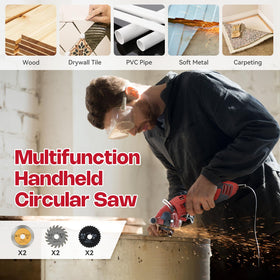 BDJHMP circular saw side view highlighting slim profile for edge cuts