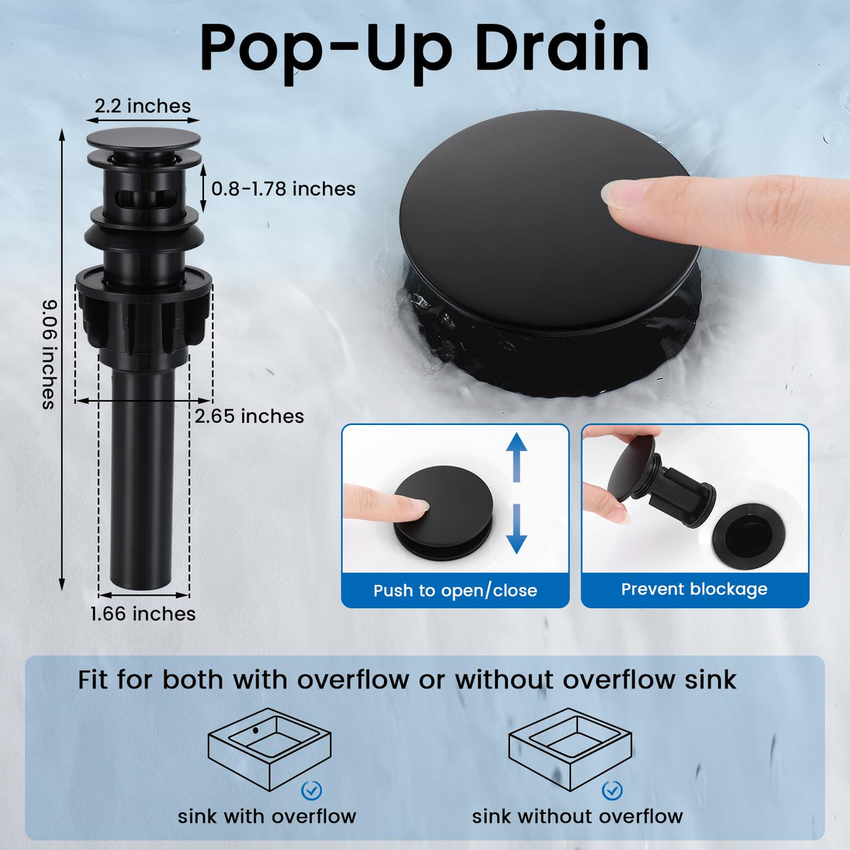 BDJM 8-inch 3-hole widespread fits many common sink configurations.