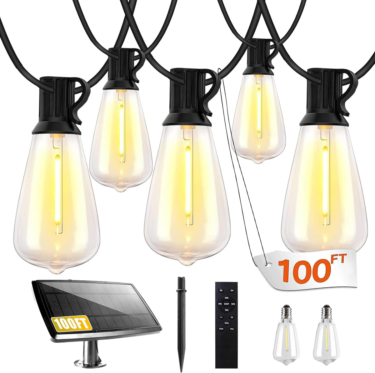bdrofn 100ft solar string lights illuminate outdoor spaces with warm ambient light