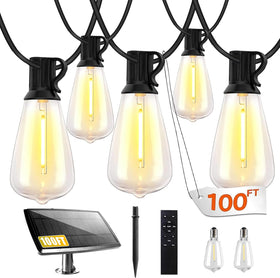 bdrofn 100ft solar string lights illuminate outdoor spaces with warm ambient light