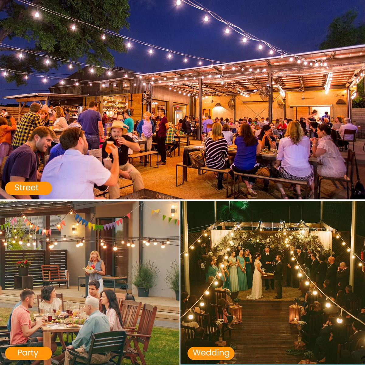 Bdrofn 60+2 Edison bulbs create a nostalgic backyard glow
