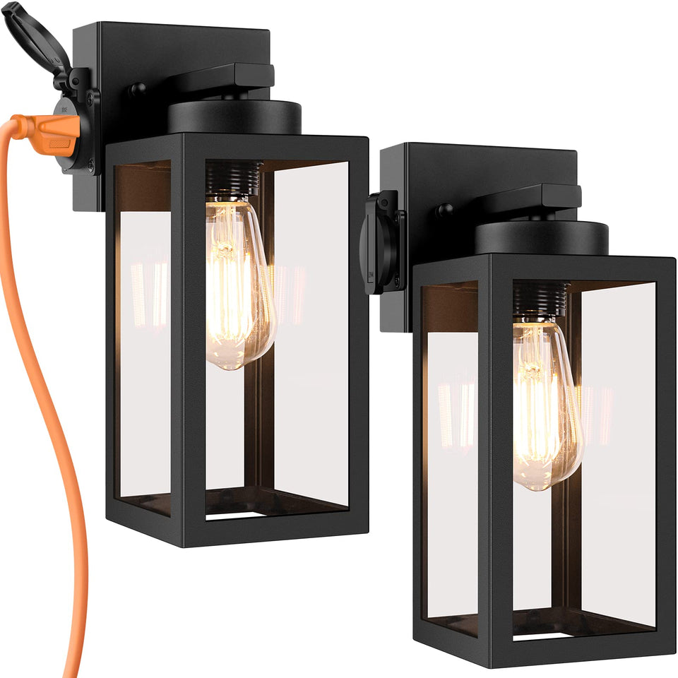 BDROFN porch light with outlet for easy outdoor power access and ambience