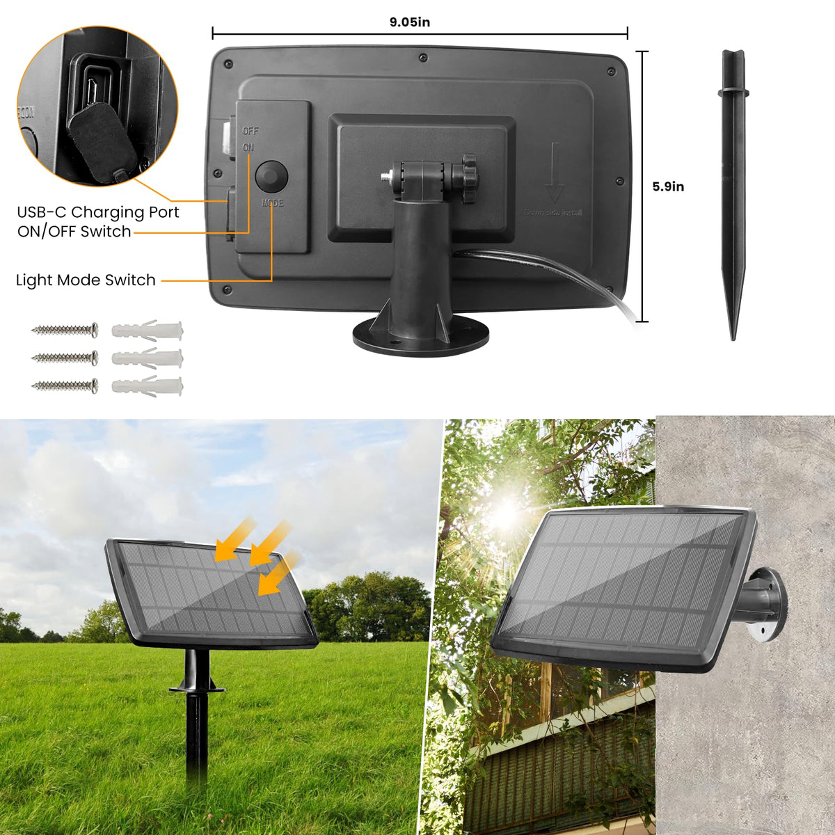 bdrofn USB charging port keeps brightness steady during cloudy days