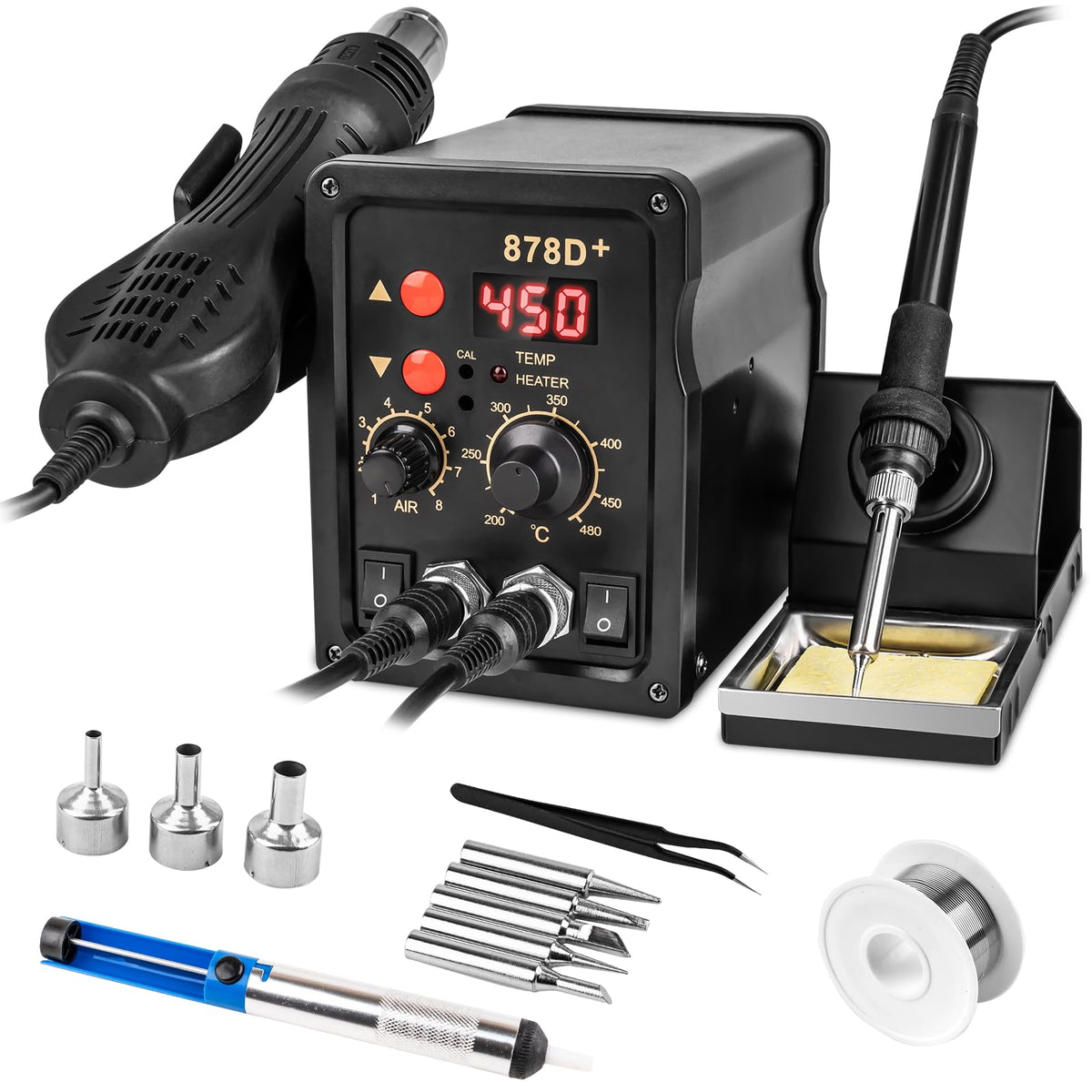 Beaiguna 2-in-1 station front view, compact design for space-saving soldering.