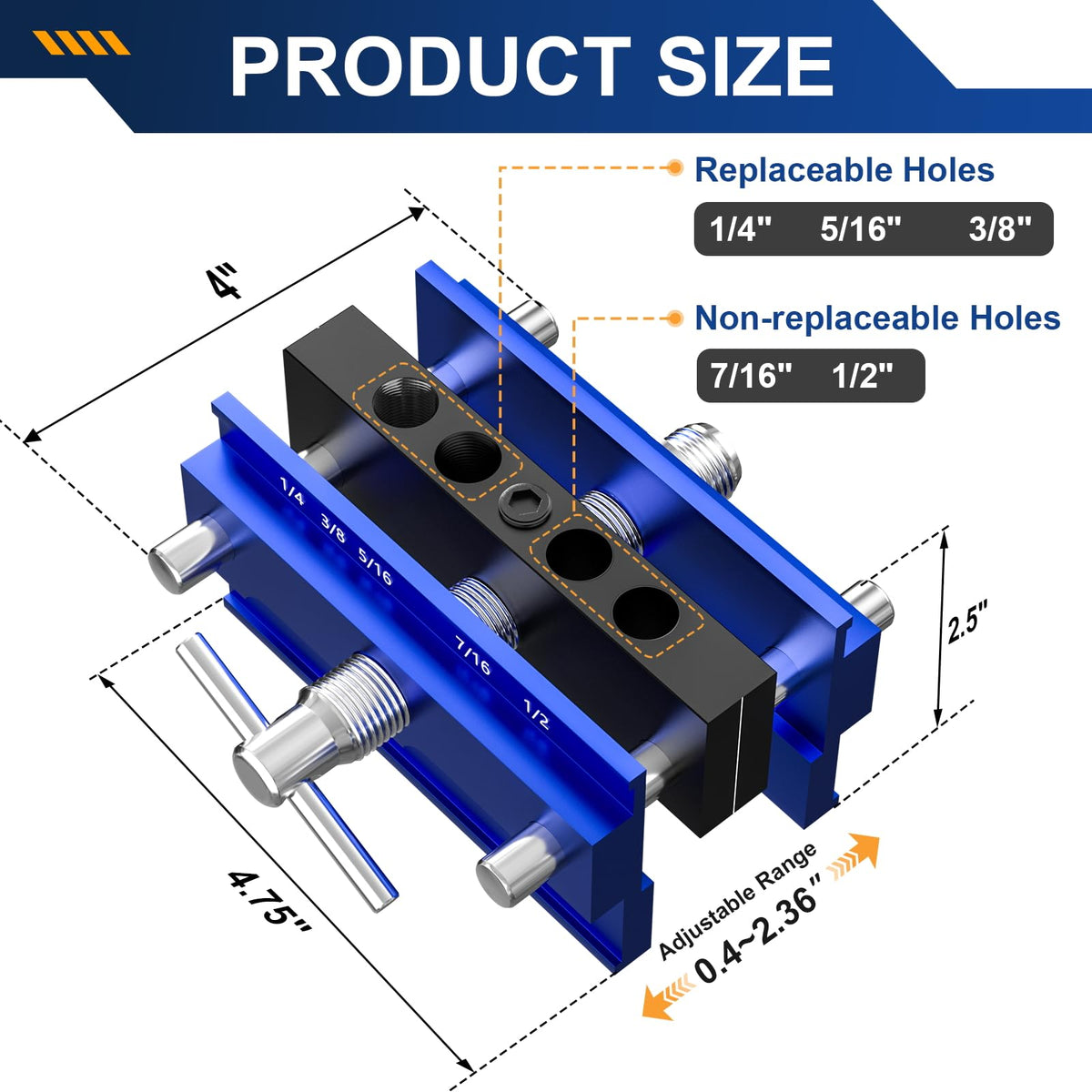 Beaiguna dowel jig kit shows aluminum construction and durability.