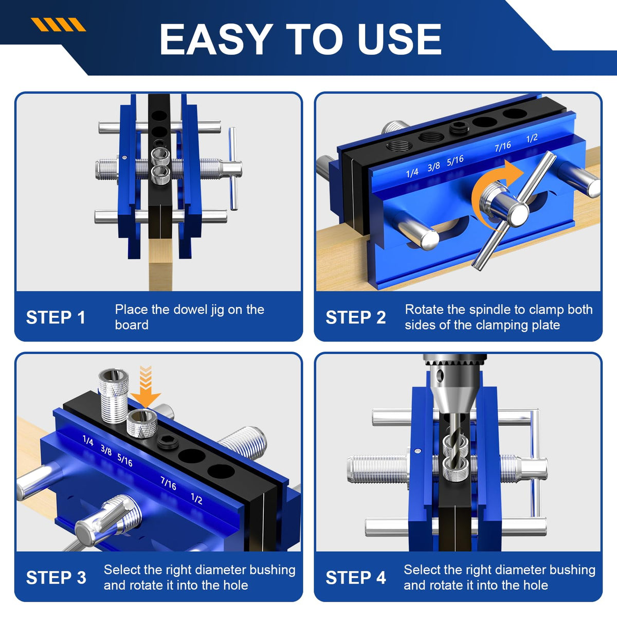 Beaiguna dowel jig kit provides precise drill guidance for clean holes.