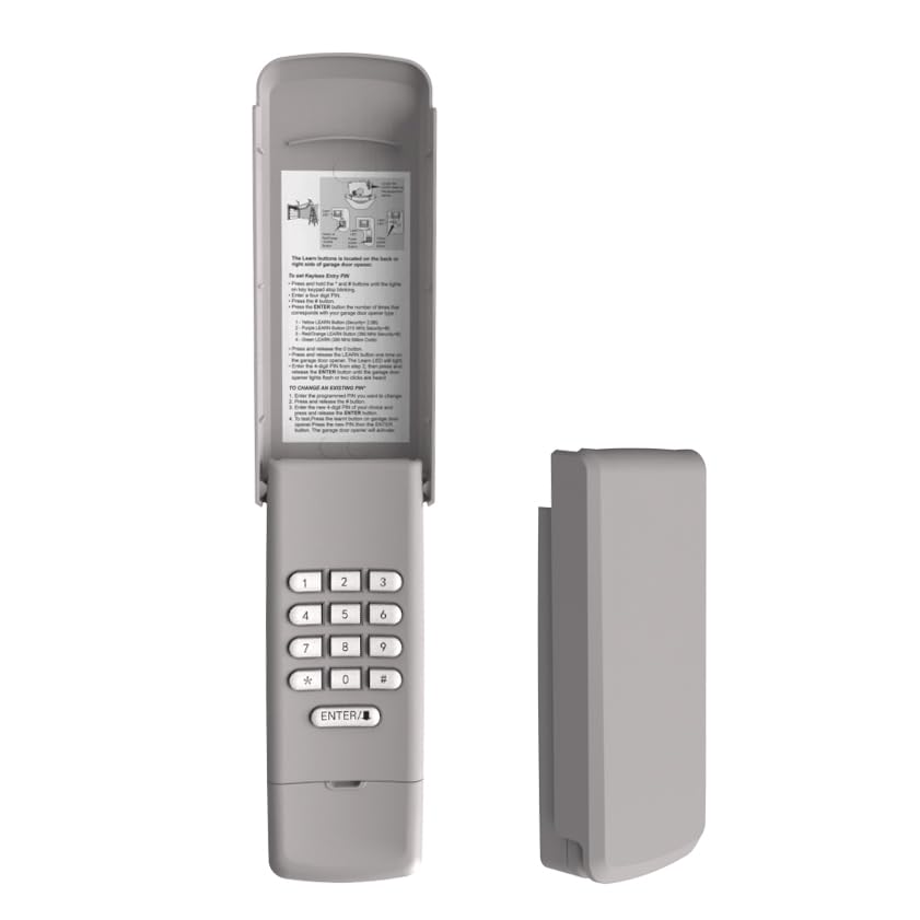 BeanKOneal universal keypad shows Learn Button colors for easy pairing with compatible garage doors.