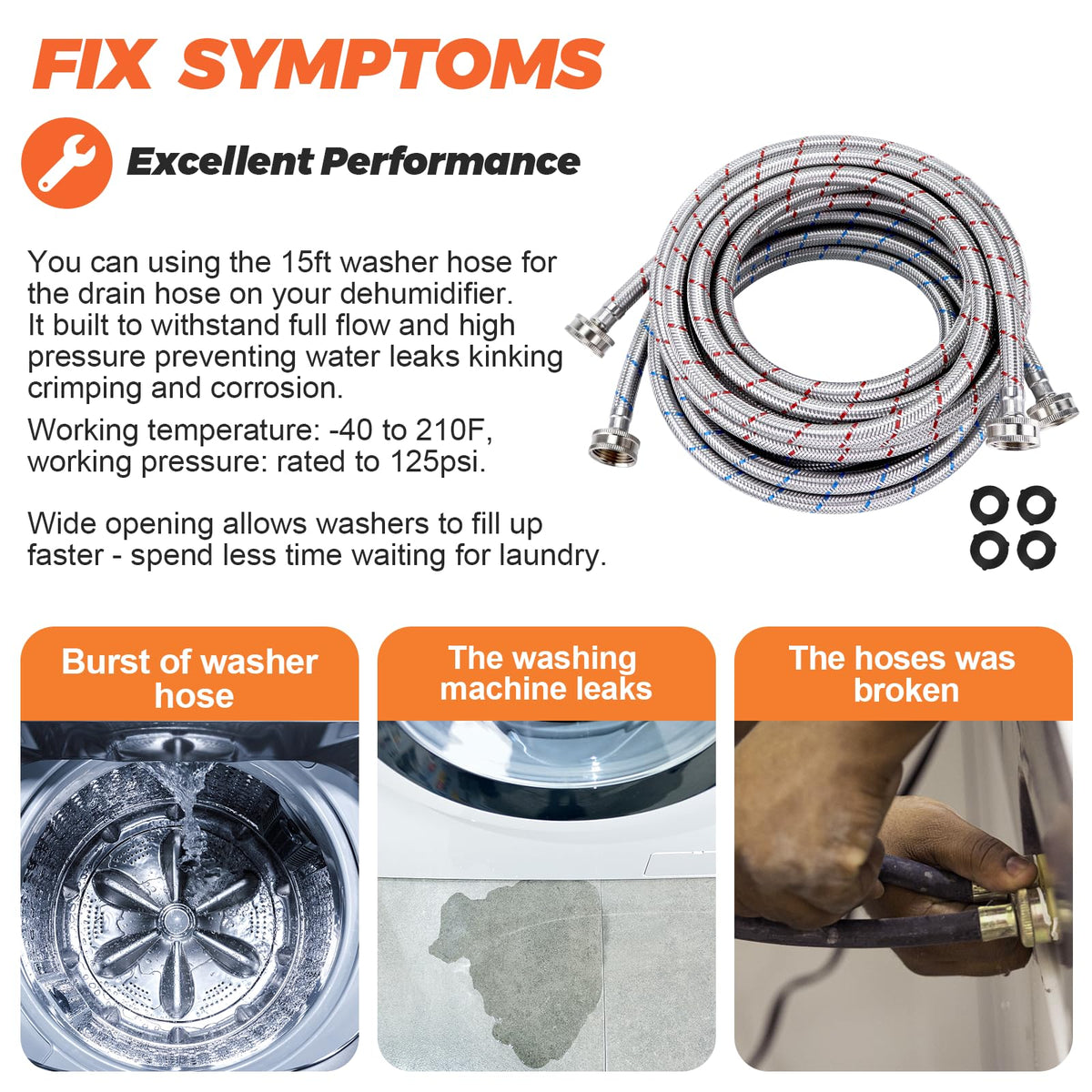Beaquicy quick-install hose with 3/4 inch connectors