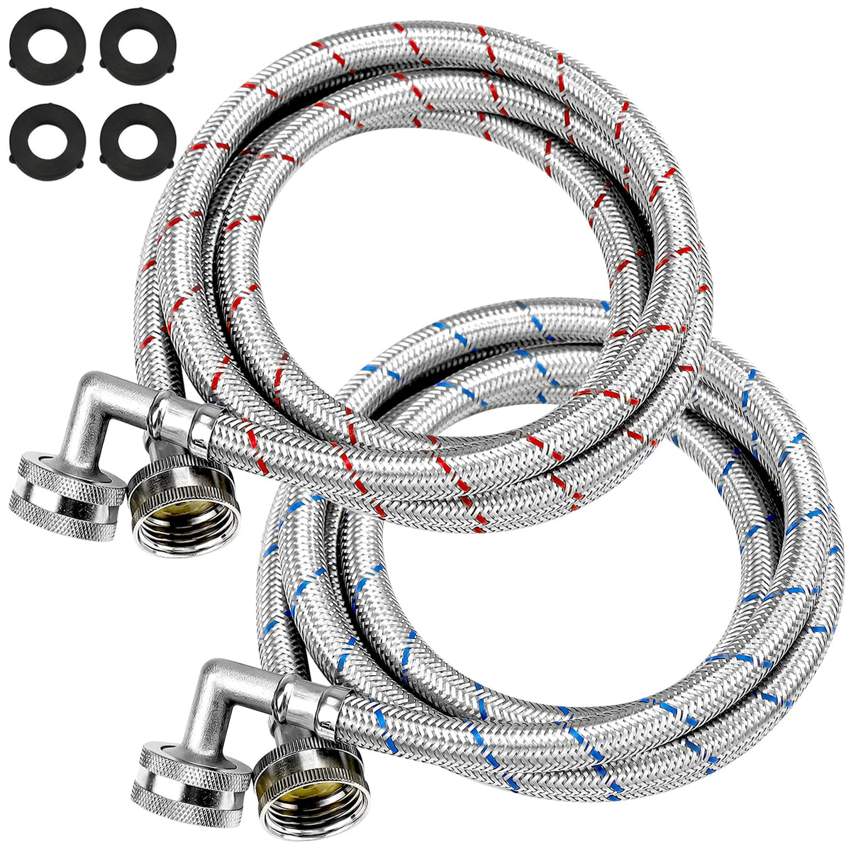 Beaquicy blue 6ft washer hose for cold water with durable braid and reliable connections.