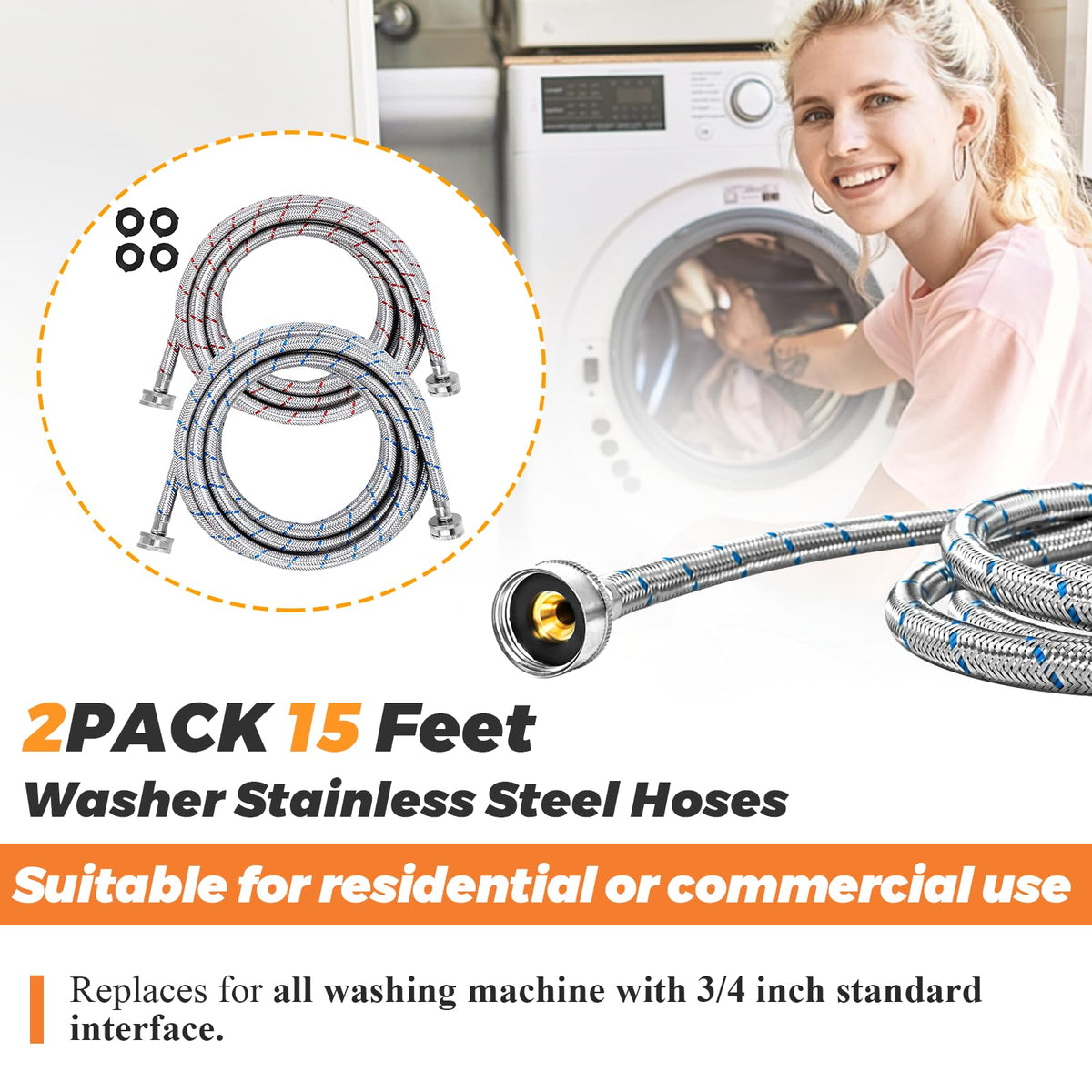 Beaquicy extended 15ft reach eases washer connection and reduces hassle