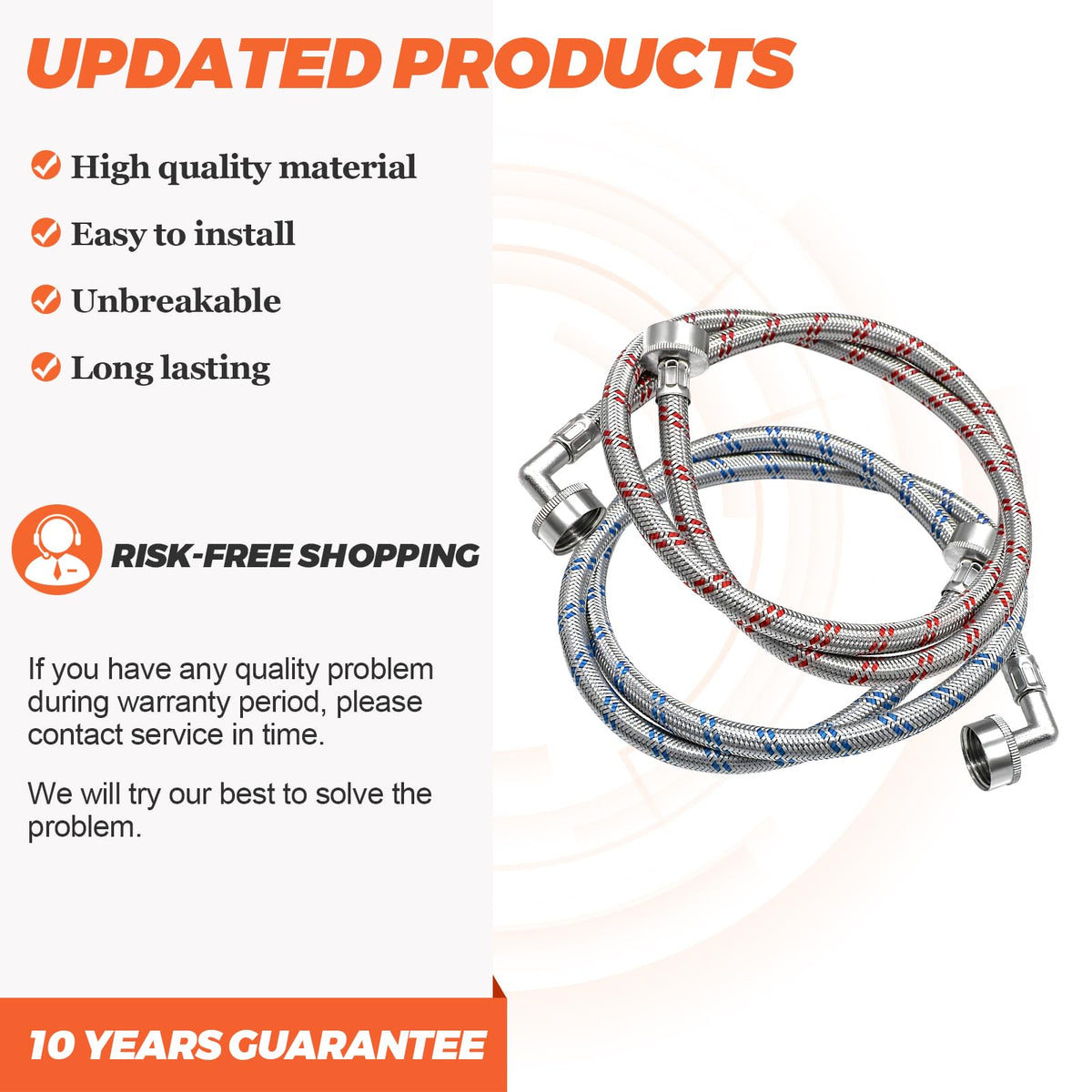 Beaquicy stainless steel braided sleeve provides burst-proof protection.