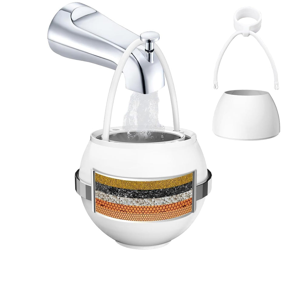Beati Faucet bath filter on faucet delivering a spa-like bath.