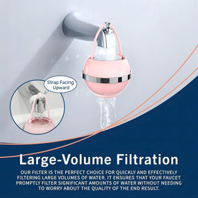 Beati Faucet Bath Filter pink housing detail adds compact style