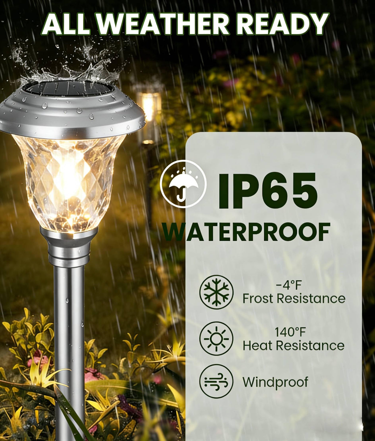 Beau Jardin diamond glass shade provides durable, fog-resistant illumination