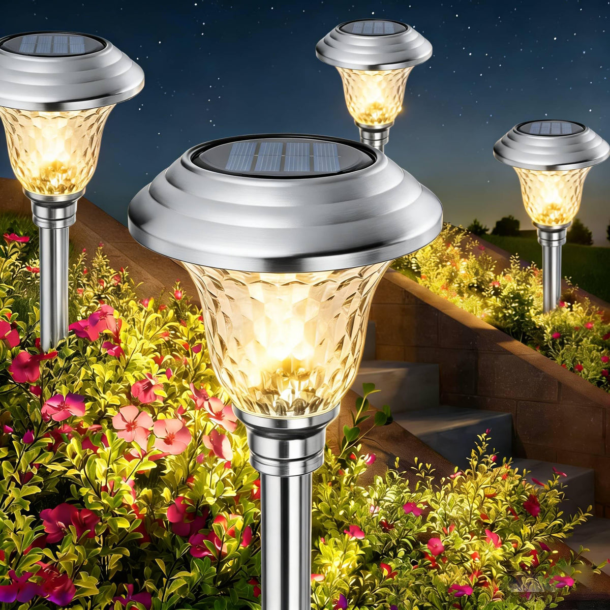 Beau Jardin solar pathway lights 4-pack lighting walkways safely