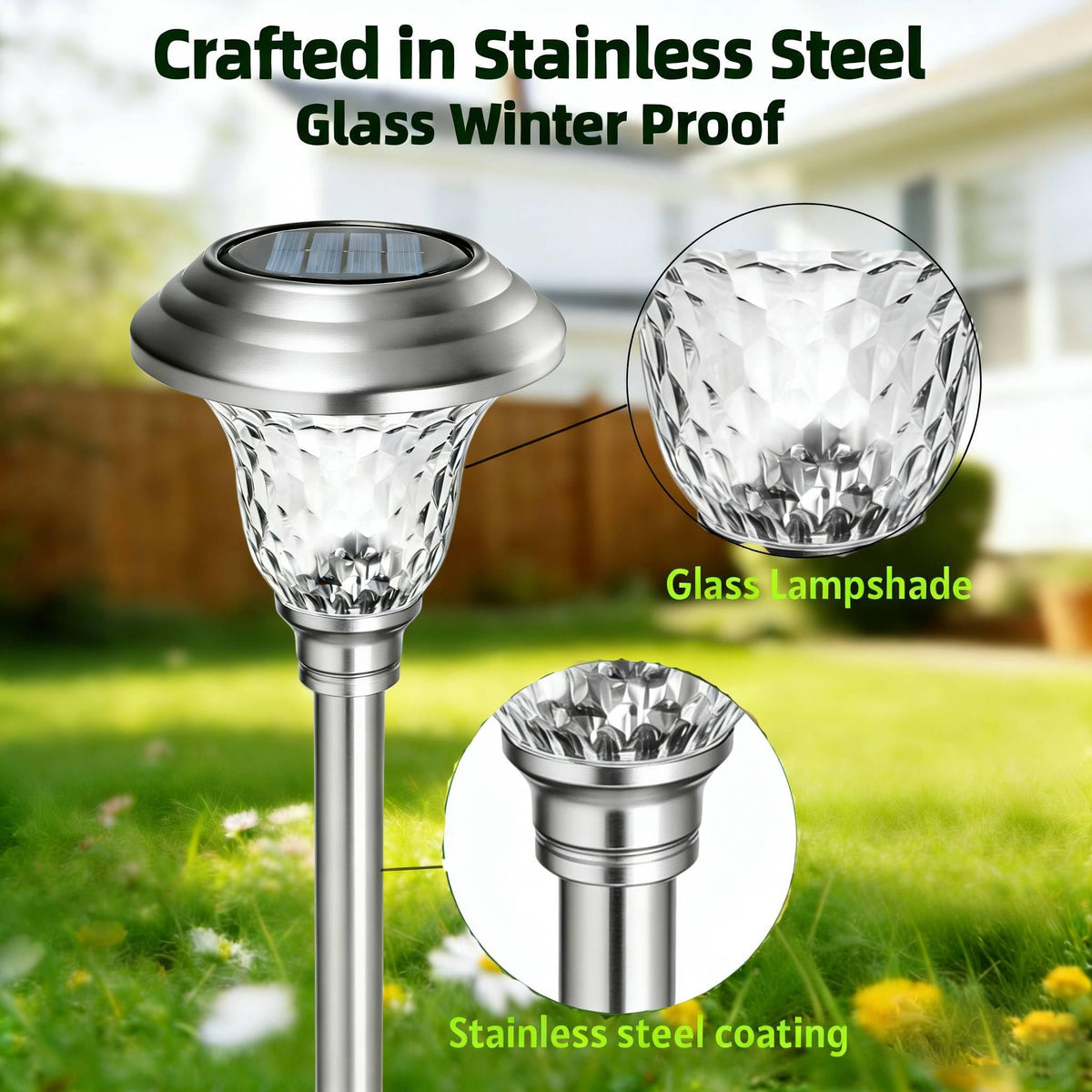 Beau Jardin stainless steel lamp head is weatherproof and sturdy