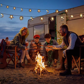 Beautyard dusk-to-dawn solar string lights automatically switch on after sunset
