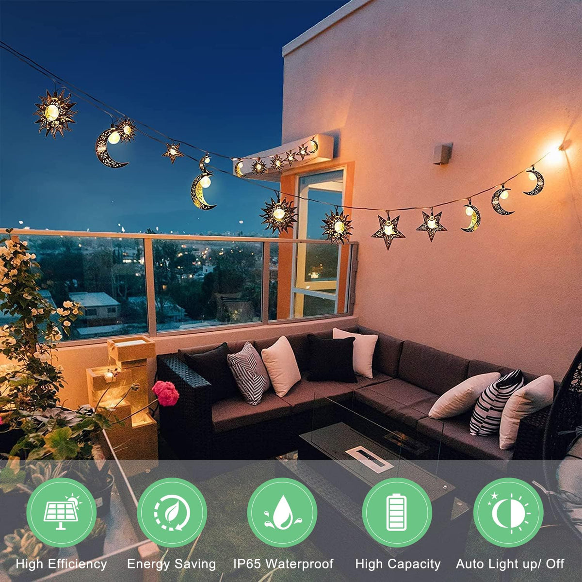 Beautyard solar panel powered lights simplify installation for garden or balcony