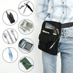 Beautyflier 5-pocket design organizes walkie-talkie, phone, and cash.