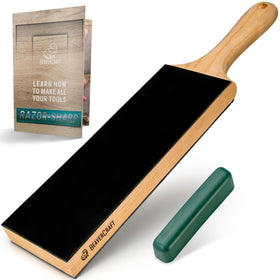 BeaverCraft leather strop with knife-edge polish for sharper blades.